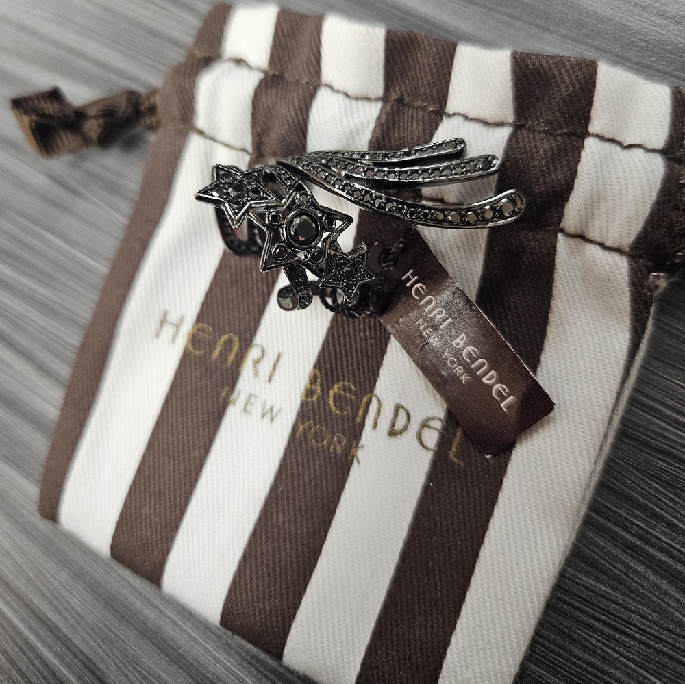 NWT Henri Bendel Starlight Ring - Crystal Hematite | Adjustable Size - Picture 2 of 13